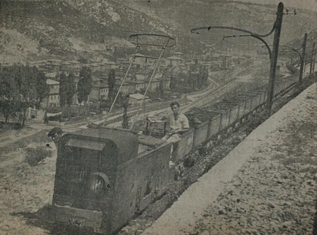Narrow-gauge railway above Raša Electric locomotive on the narrow-gauge line above the Raša valley