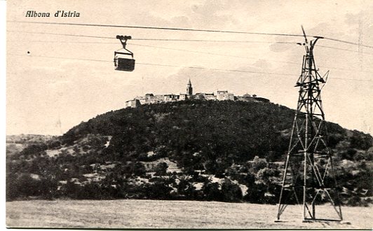Coal cableway in the Raša mining landscape Industrial cableway used in the Raša coal transport system