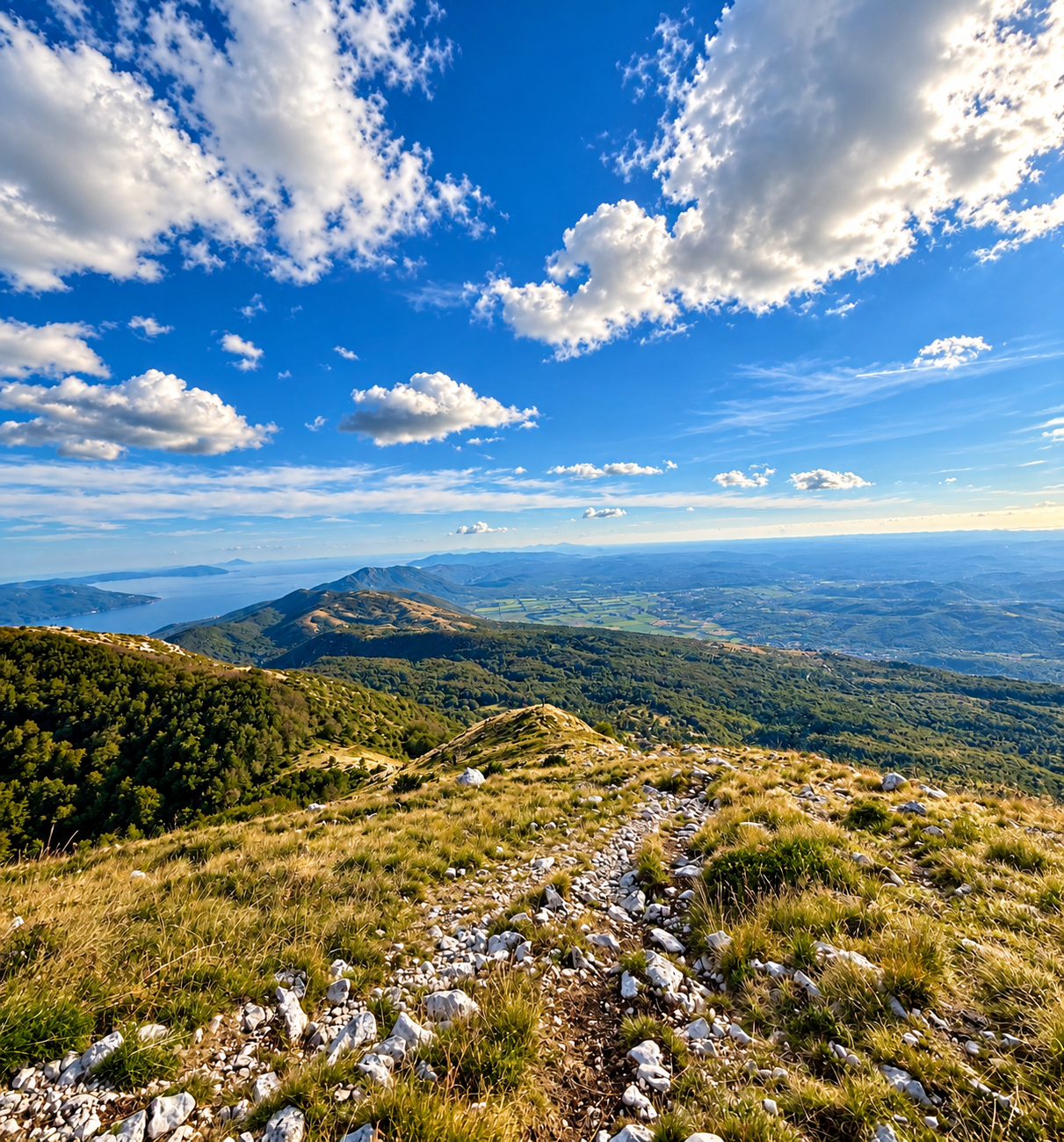 Rocky Učka hillside with a broad view across Istria Rocky Učka hillside with a broad view across Istria